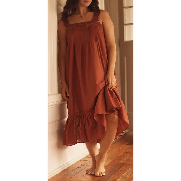 Anthropologie Dresses & Skirts - By Anthropologie Sleeveless Embroidered Midi Nap Dress in Chocolate